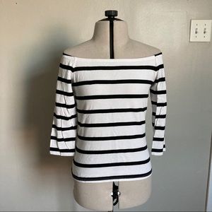 Forever 21 French Striped Off the Shoulder Top